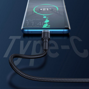 Кабел за зареждане и данни с оплетка BASEUS Cafule USB Type A към USB Type C с бързо зареждане 3.0 40W 1m (CATKLF-PG1) сив / черен - Img 14