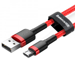 Кабел за зареждане и данни с оплетка BASEUS Cafule USB Type A към micro USB с бързо зареждане 3.0 2.4A 1m червен (CAMKLF-B09) - Img 8