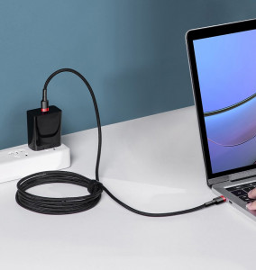 Кабел за зареждане и данни с оплетка BASEUS Cafule USB Type C към USB Type C Power Delivery 2.0 100W 20V 5A 2m сив (CATKLF-ALG1) - Img 8