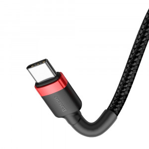 Кабел за зареждане и данни с оплетка BASEUS Cafule USB Type C към USB Type C Power Delivery 2.0 60W 20V 3A с бързо зареждане 3.0 1m черен / червен (CATKLF-G91) - Img 6