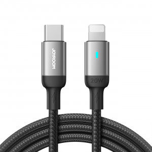 Кабел за зареждане и данни с оплетка JOYROOM A10 USB Type C към Lightning 20W 1.2m черен (S-CL020A10) - Img 1