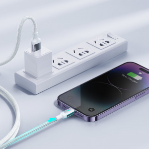 Кабел за зареждане и данни с оплетка JOYROOM A10 USB Type C към Lightning 20W 2m бял (S-CL020A10) - Img 10