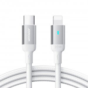 Кабел за зареждане и данни с оплетка JOYROOM A10 USB Type C към Lightning 20W 1.2m бял (S-CL020A10) - Img 1