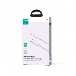 Кабел за зареждане и данни с оплетка JOYROOM Multi-Color SA34-AC6 USB Type A към USB Type C 100W с бързо зареждане 1m лилав - Img 5