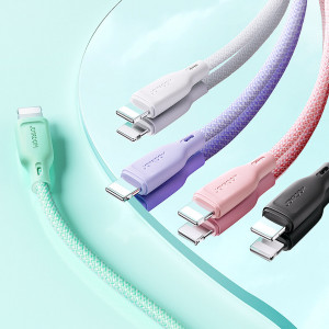 Кабел за зареждане и данни с оплетка JOYROOM Multi-Color SA34-AL3 USB Type A към Lightning 3A 1m розов - Img 11