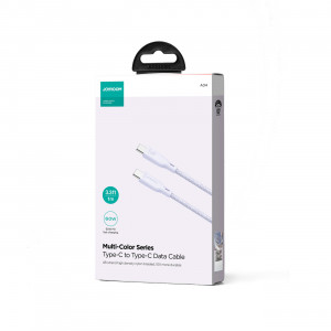 Кабел за зареждане и данни с оплетка JOYROOM Multi-Color SA34-CC3 USB Type C към USB Type C 60W с бързо зареждане 1m лилав - Img 5