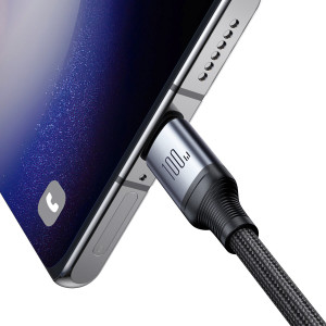 Кабел за зареждане и данни с оплетка JOYROOM Speedy SA21-1T2 USB Type C към USB Type C / USB Type C 1.5m черен - Img 3