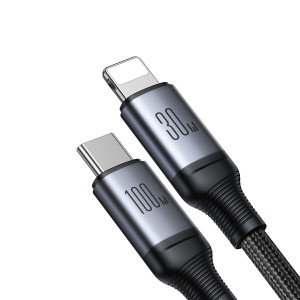 Кабел за зареждане и данни с оплетка JOYROOM Speedy SA21-1T2 USB Type C към USB Type C / Lightning 100W 1.5m черен - Img 7