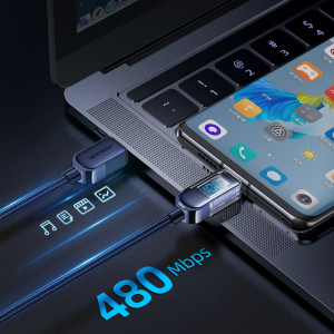 Кабел за зареждане и данни с оплетка JOYROOM USB Type C към USB Type C 100Wс бързо зареждане 1.2m син (S-CC100A4) - Img 4