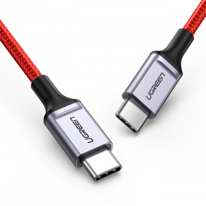 Кабел за зареждане и данни с оплетка UGREEN US294 USB Type C 2.0 към USB Type C 2.0 3A 1m червен - Img 2