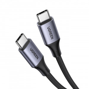 Кабел за зареждане и данни с оплетка UGREEN US535 USB Type C към USB Type C Power Delivery 240W 5A 1m сив - Img 1