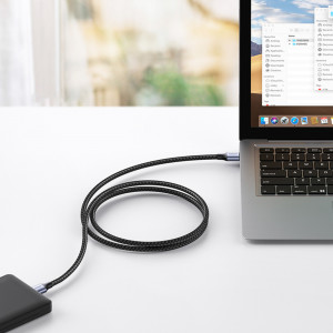 Кабел за зареждане и данни с оплетка UGREEN USB Type A към USB Type A 3.0 5Gb/s 2m сив (US373) - Img 3