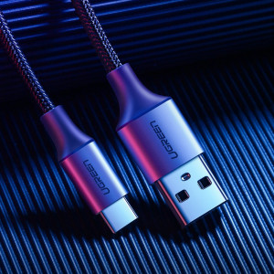 Кабел за зареждане и данни с оплетка UGREEN USB Type A към USB Type C с бързо зареждане 3.0 3A 2m сив (60128) - Img 2