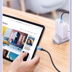 Кабел за зареждане и данни с оплетка UGREEN USB Type C към USB Type C 5A 100W Power Delivery с бързо зареждане 3.0 FCP 480Mb/s 2m сив (70429 US316) - Img 2