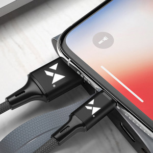 Кабел за зареждане и данни с оплетка WOZINSKY USB Type A към Lightning 2.4A 1m черен (WUC-L1B) - Img 9