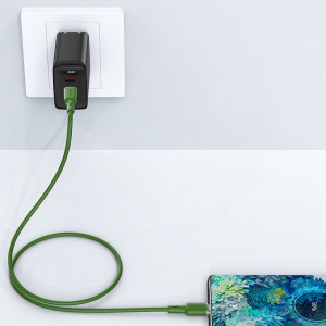 Кабел за зареждане и данни ACEFAST USB Type C към USB Type C 60W 20V 3A 1.2m (C2-03) маслинено зелен - Img 8