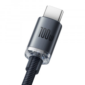 Кабел за зареждане и данни BASEUS Crystal Shine USB Type A към USB Type C с бързо зареждане 100W 2m черен (CAJY000501) - Img 3