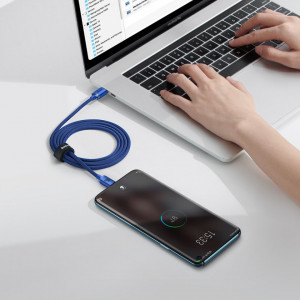 Кабел за зареждане и данни BASEUS Crystal Shine USB Type C към USB Type C с бързо зареждане 100W 1.2m (CAJY000603) син - Img 9