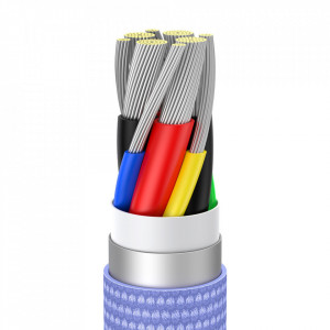 Кабел за зареждане и данни BASEUS Crystal Shine USB Type C към USB Type C с бързо зареждане 100W 1.2m (CAJY000605) лилав - Img 7