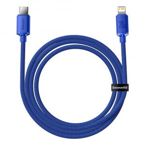 Кабел за зареждане и данни BASEUS Crystal Shine USB Type C към Lightning с бързо зареждане 20W 1.2m син (CAJY000203) - Img 4