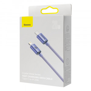 Кабел за зареждане и данни BASEUS Crystal Shine USB Type C към Lightning с бързо зареждане 20W 1.2m лилав (CAJY000205) - Img 5
