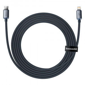 Кабел за зареждане и данни BASEUS Crystal Shine USB Type C към Lightning с бързо зареждане 20W 2m черен (CAJY000301) - Img 4