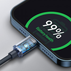 Кабел за зареждане и данни BASEUS Crystal Shine USB Type C към Lightning с бързо зареждане 20W 2m черен (CAJY000301) - Img 14