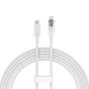 Кабел за зареждане и данни BASEUS Explorer USB Type C към Lightning 20W 2m бял (CATS010302) - Img 2