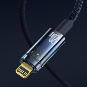 Кабел за зареждане и данни BASEUS Explorer USB Type C към Lightning 20W 1m син (CATS000003) - Img 17
