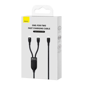 Кабел за зареждане и данни BASEUS Flash II 2in1 USB Type C към 2xUSB Type C с бързо зареждане 100W 1.5m черен - Img 5