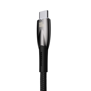 Кабел за зареждане и данни BASEUS Glimmer USB Type A към USB Type C с бързо зареждане 100W 480Mb/s 1m черен - Img 3
