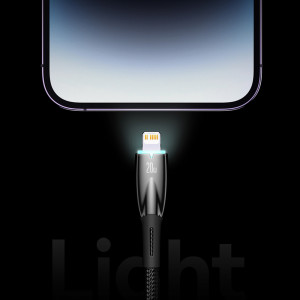 Кабел за зареждане и данни BASEUS Glimmer USB Type C към Lightning с бързо зареждане 480Mb/s Power Delivery 20W 2m черен - Img 12