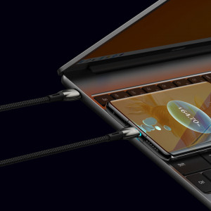 Кабел за зареждане и данни BASEUS Glimmer USB Type C към Type C с бързо зареждане 480Mb/s Power Delivery 100W 1m черен - Img 10