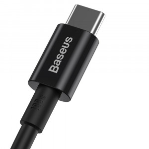 Кабел за зареждане и данни BASEUS Superior USB Type C към USB Type C с бързо зареждане Power Delivery Huawei FCP 100W 5A 20V 1m черен (CATYS-B01) - Img 2