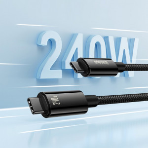 Кабел за зареждане и данни BASEUS Tungsten Gold USB Type C към USB Type C 480Mb/s 240W 3m CAWJ040101 черен - Img 10