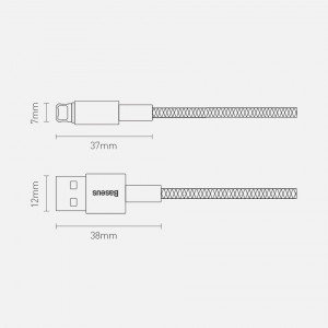 Кабел за зареждане и данни BASEUS Tungsten USB Type A към Lightning cable 2.4A 2m черен (CALWJ-A01) - Img 16