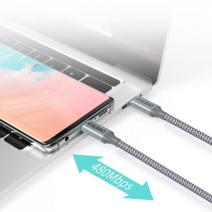 Кабел за зареждане и данни CHOETECH USB Type C към USB Type C Power Delivery 100W 1.8m сив - Img 9