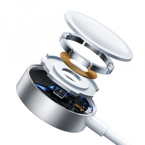Кабел за зареждане и данни JOYROOM 3in1 USB Type A към 2x Lightning / безжично зарядно S-IW007 1.2m бял - Img 6