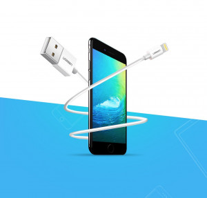 Кабел за зареждане и данни UGREEN USB Type A към Lightning MFI 1m 2.4A бял (20728) - Img 11