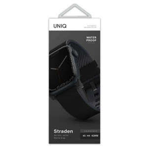 Каишка от еко кожа UNIQ Straden - Apple Watch 44mm SE / 44mm Series 6 / 44mm Series 5 / 44mm Series 4 каишка черен - Img 3