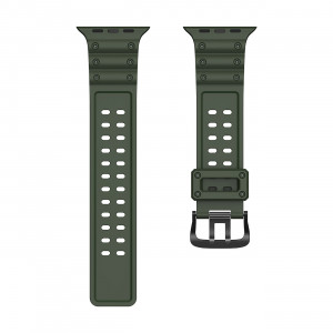 Каишка със стоманена закопчалка Triple Protection - Apple Watch 41mm Series 9 / 41mm Series 8 / 41mm Series 7 / 40mm Series 6 / 40mm SE / 40mm Series 5 / 40mm Series 4 / 38mm Series 3 / 38mm Series 2 / 38mm (1st gen) зелен - Img 2