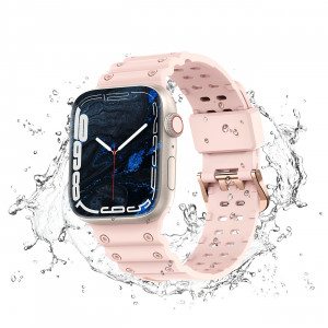 Каишка със стоманена закопчалка Triple Protection - Apple Watch 41mm Series 9 / 41mm Series 8 / 41mm Series 7 / 40mm Series 6 / 40mm SE / 40mm Series 5 / 40mm Series 4 / 38mm Series 3 / 38mm Series 2 / 38mm (1st gen) розов - Img 3