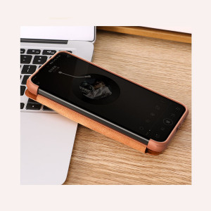 Калъф тип книга от еко кожа с подвижно покритие за камерата NILLKIN Qin Leather Pro - Samsung Galaxy S22 кафяв - Img 13
