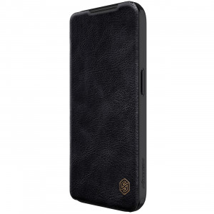Калъф тип книга от еко кожа с подвижно покритие за камерата NILLKIN Qin Leather Pro - iPhone 15 Pro Max черен - Img 3