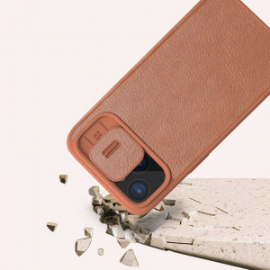 Калъф тип книга от еко кожа с подвижно покритие за камерата NILLKIN Qin Leather Pro - iPhone 15 Pro Max черен - Img 13