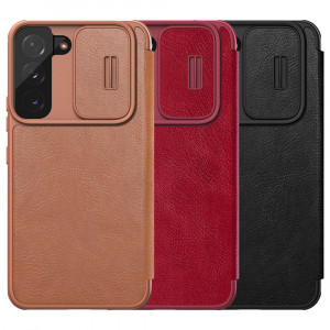 Калъф тип книга от еко кожа с подвижно покритие за камерата NILLKIN Qin Leather Pro - Samsung Galaxy S22+ черен - Img 20