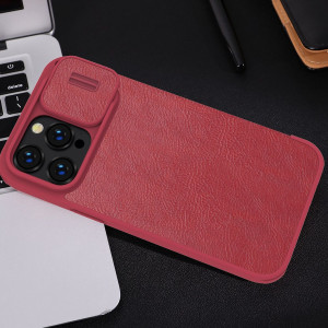 Калъф тип книга от еко кожа с подвижно покритие за камерата NILLKIN Qin Leather Pro - iPhone 14 Pro Max черен - Img 19