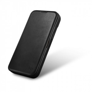 Калъф тип книга от естествена кожа iCARER CE Oil Wax Premium MagSafe - iPhone 14 Plus черен - Img 7