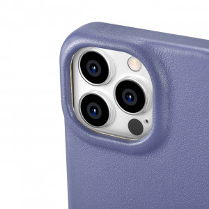 Калъф тип книга от естествена кожа iCARER CE Oil Wax Premium MagSafe - iPhone 14 Pro светлолилав - Img 13