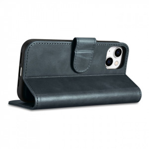 Калъф тип книга от естествена кожа iCARER Oil Wax Wallet 2в1 против кражба - iPhone 14 Plus син - Img 9
